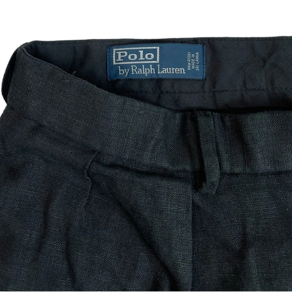 MJ80 Mens Polo Ralph Lauren Designer Pleated 100% LINEN Dress Pants 38x30 - Picture 3 of 6